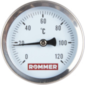 ROMMER Термометр биметаллический 63 мм 120 градусов с погружной гильзой 75 мм 1/2 — фото, характеристики, купить в TOMSK-CLIMBO