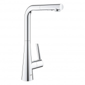 Смеситель для кухни GROHE Zedra с выдвижной лейкой, L-образный излив с 2 режимами струи, хром (32553002) — фото, характеристики, купить в TOMSK-CLIMBO