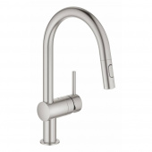 Смеситель для кухни GROHE Minta с выдвижным изливом, суперсталь (32321DC2) — фото, характеристики, купить в TOMSK-CLIMBO