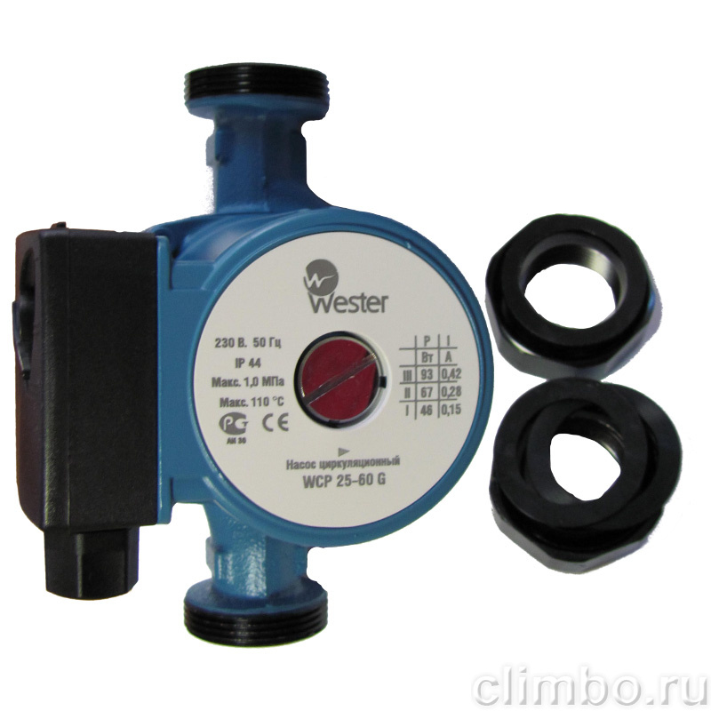Насос циркуляционный Wester WCP 25-40G (с гайками) — фото товара