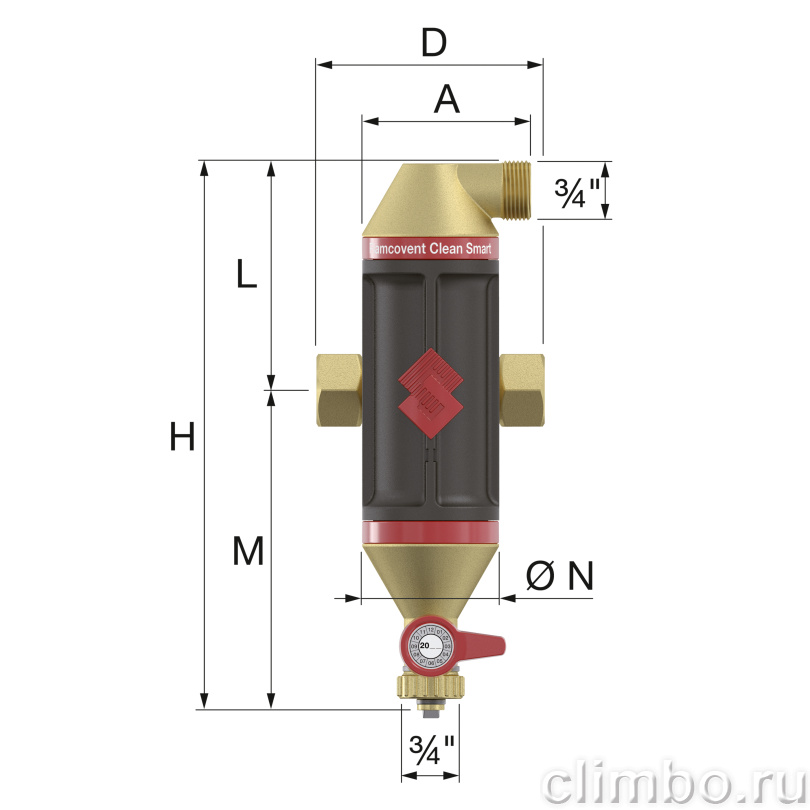 Сепаратор воздуха и шлама Flamcovent Clean Smart 1 1/4" — фото товара