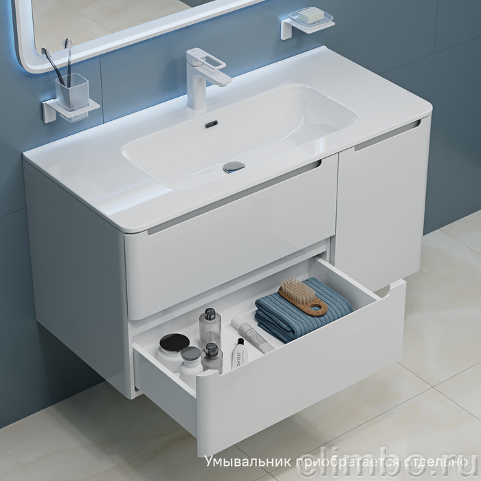 Тумба подвесная, белый, 100 см, Edifice, IDDIS, EDI10W1i95. Подходит умывальник 0101000i28 — фото товара