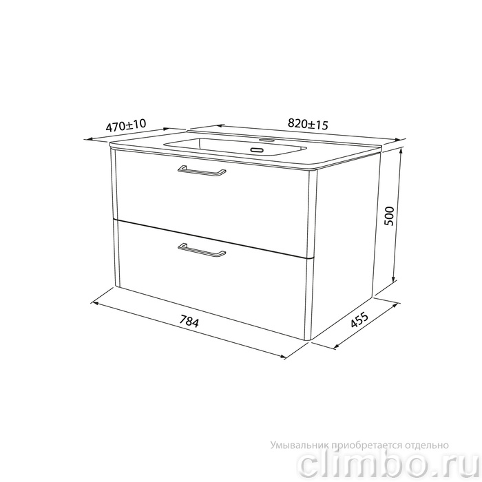 Тумба подвесная, белая, 80 см, Brick,  IDDIS, BRI80W0i95. Подходит умывальник: 0108000i28 — фото товара