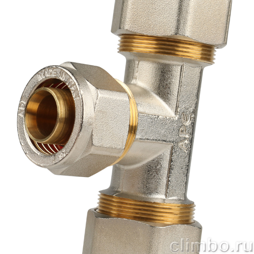 STOUT Тройник переходной 32x26x32 для металлопластиковых труб винтовой (SFS-0010-322632) — фото товара