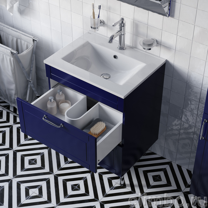 Тумба с умывальником, напольная, 60 см, синий, Oxford, IDDIS — фото товара