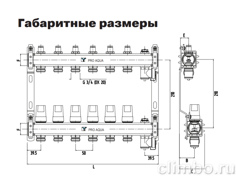 PRO AQUA Коллекторный блок с регулировочными клапанами, 9 выходов — фото товара